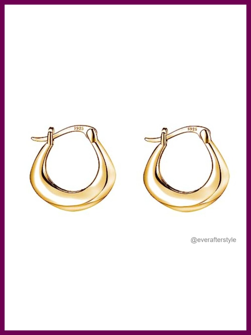 Chunky Hoop Earrings 925 Sterling Silver Huggie Minimalist Hypoallergenic